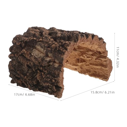 Natural Reptile Hideout: Terrarium Accessory Cork Bark Shelter - Rustic Reptile Tunnel Cave for Leopard Gecko, Bearded Dragon, Snake Climbing Hiding 6.7"X6.2"X4.3" - size: 17.00X15.80X11.00CM