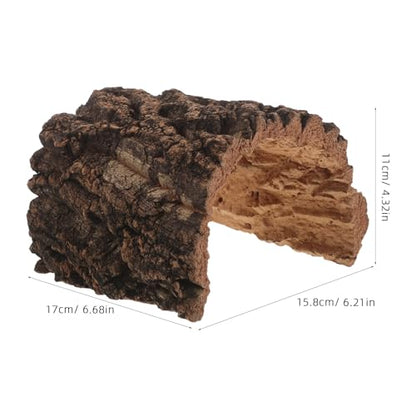 Natural Reptile Hideout: Terrarium Accessory Cork Bark Shelter - Rustic Reptile Tunnel Cave for Leopard Gecko, Bearded Dragon, Snake Climbing Hiding 6.7"X6.2"X4.3" - size: 17.00X15.80X11.00CM