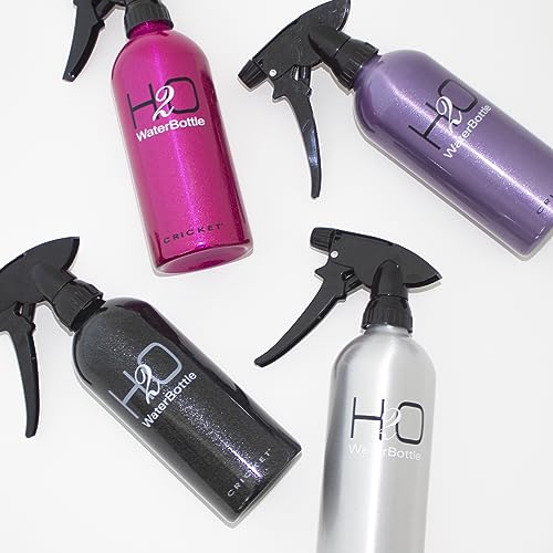 Cricket H2O Water Spray Bottle for Hair Mist – Continuous Stream, Adjustable Nozzle & Stronger Spray Bottles, Durable Aluminum, Refillable for Hair Styling & Barber Use – 14 oz, Silver - color: Silver 14oz, size: 14 Ounces