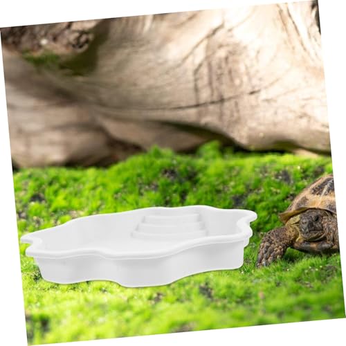 Happyyami Turtle Bathing Pool Ramp Capacity Reptile Water Dish Feeding Bowl for Turtles Lizards and Snakes Multifunctional Soaking Bath for Use