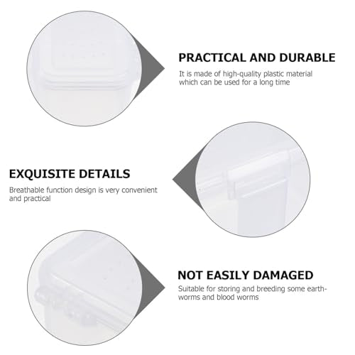 Beavorty 2pcs Breathable Blood Worm Breeding Box Portable Plastic Earthworm Storage Case for Reptile Feeding and Insect Incubation