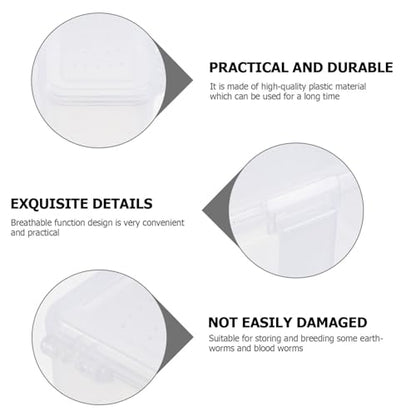 Beavorty 2pcs Breathable Blood Worm Breeding Box Portable Plastic Earthworm Storage Case for Reptile Feeding and Insect Incubation