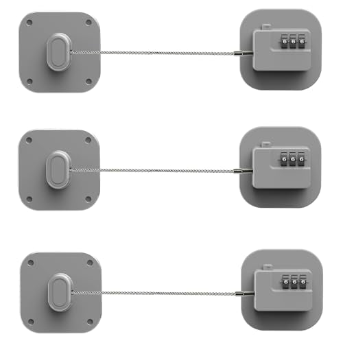 Refrigerator Lock, Combination Lock for Refrigerator Cabinets, Drawers, Heavy Duty Fridge Lock, Easy Install No Keys Needed (Grey-3Pack) - color: Grey-3Pack