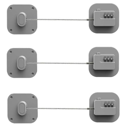 Refrigerator Lock, Combination Lock for Refrigerator Cabinets, Drawers, Heavy Duty Fridge Lock, Easy Install No Keys Needed (Grey-3Pack) - color: Grey-3Pack