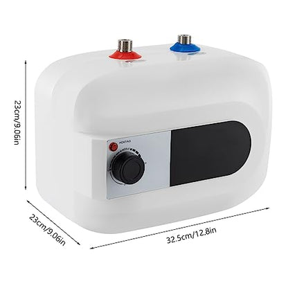 Electric Mini Tank Water Heater 1.5kw, 1.6Gal Under Sink Water Heater | Fast Heating | Adjustable Range from 86-149°F | Ideal for Sinks, Kitchens, Bathrooms, and Rvs | 9.06''L* 9.06''W *12.8''H