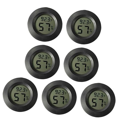 7Pcs Mini Hygrometer Thermometer for Terrarium Digital Humidity and Temperature for Reptile Tanks Compact and Portable Humidity Gauge for Bearded Dragon Accessories