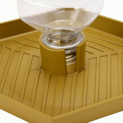 Haofy Reptile Water Bottle 6.3 x 5.9 x 5. inches Turtle Food and Water Bowl Automatic Feeders Waterer Tortoise Dispenser Bottle Feeding Dish for Lizard Chameleon (L) - color: Earthy Yellow