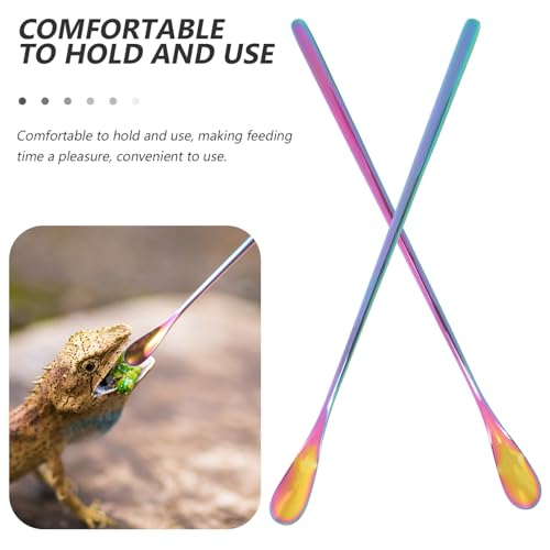 POPETPOP Pet Feeding Spoon Small Reptile Enclosure Tool Lizard Food Scoop Stainless Steel Lightweight and Portable - color: As Shown 2