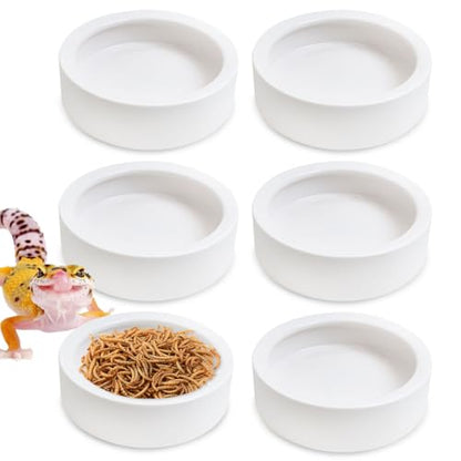 Tfwadmx 6 Pack Reptile Food Bowl, Mini Ceramic Water Feeder Bowl, Reptile Worm Feeding Dish for Lizard Turtle Bearded Dragon Anoles Crested Gecko Hermit Crab Leopard Gecko Chameleon Corn Snake - size: 6 Pcs 2.7 '' x 0.8 ''