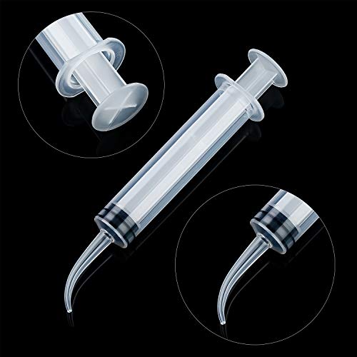 TecUnite 8 Pcs Syringe Dental Irrigation Syringe with Curved Tip | 12cc Disposable Wisdom Teeth Cleaning, Tonsil Stone Removal, Oral Mouth Liquid Measurement, Clear Graduated Marks - style: No Measurement