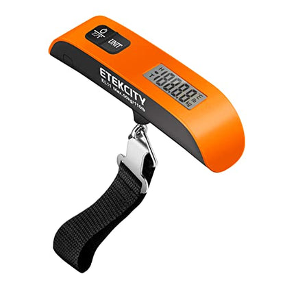 Etekcity Luggage Scale, Digital Suitcase Weight Scale for Travel, 110 lb | Travel Essentials, Air Travel, Suitcase, Hanging Hook, Rubber Grip, Battery Included, Easy-to-Read Display - color: Orange