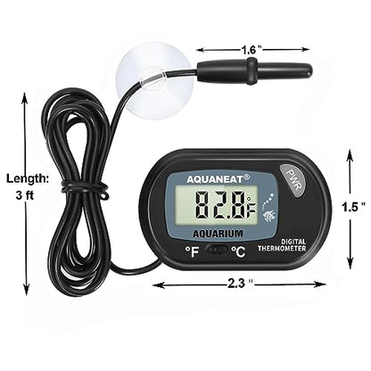 AQUANEAT 2 Pack Aquarium Thermometer, Fish Tank Thermometer, Digital Temperature Test, with Large LCD Display