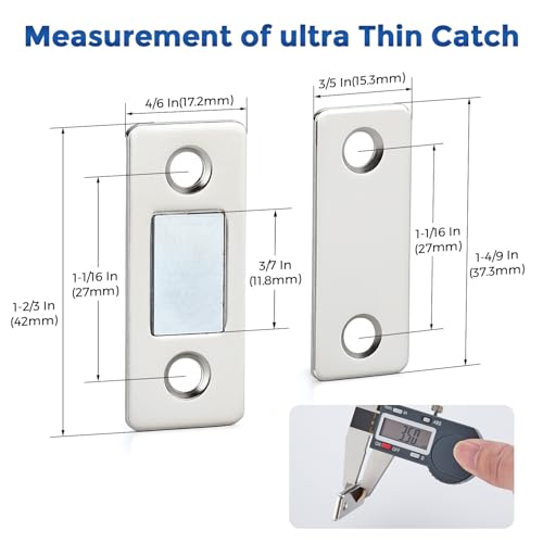 Ultra Thin Cabinet Magnetic Door Catch Stainless Steel,Satin Nickel,12 Pack | Cabinet Magnets Adhesive Drawer Latch, Stick-On Mount, For Cabinets, Drawers, Closets, Cupboard Wardrobe - color: ‎Satin Nickel