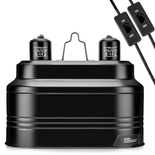 Happy Herps Dual Reptile Lamp Fixture with Independent Switches for pets | Independent switch, E26 ceramic socket, aluminum reflector, fully assembled, fits glass terrariums, 160W max - size: double