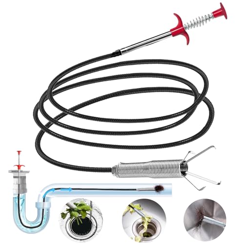 Drain Snake，116" Flexible Grabber Claw Tool Reacher Drain Snake Hair Drain Clog Remover for Toilet Sewer Shower Kitchen Bathroom Tub Clogged Drains Opener Cleaning Tool - style: 116 IN