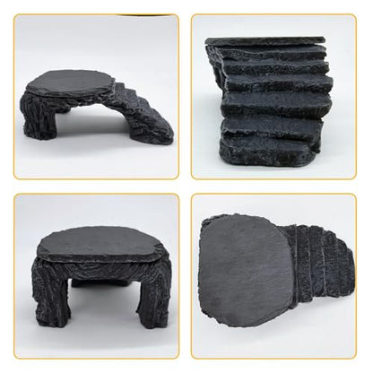 Reptile Basking Platform Crested Gecko Hide Leopard Gecko Tank Accessories | 4.72"×3.94"×1.57",Resin,with a rock platform,Box packaging,Turtle habitat accessories,for Turtle Lizard Leopard Crested Gecko - style: style 1