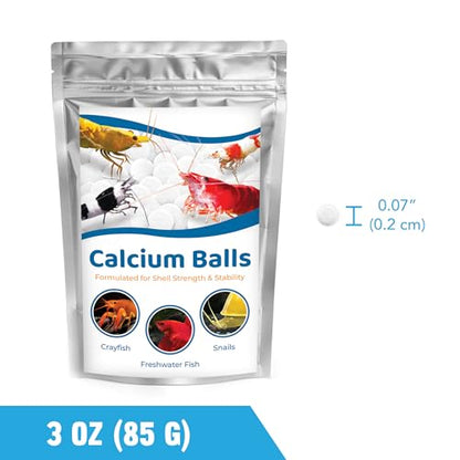 JOR Shrimp Calcium Bits, Slow-Release White Balls for Swimming Crustaceans, Snails & Small Fish, Supports Shell Development and Shedding, Aquarium Drop-in Supplementation, 3 oz per Pack