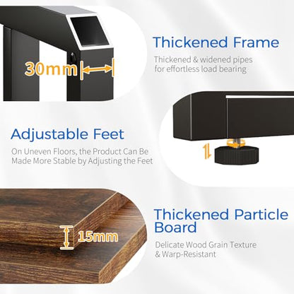 METYERRY 55 Gallon Fish Tank Stand with Power Outlet,Adjustable Shelf | 860 LBS Heavy Duty Metal Frame, Fits Fish Tanks Reptile Tanks and Turtle Tanks, Water Resistant Board, Home Aquarium Setup - color: Rustic Brown, size: 55 Gallon