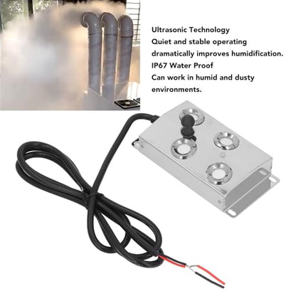 Eujgoov 4-Head Ultrasonic Mist Maker Fog Humidifier 45-48V for Pond Greenhouse Humidity Control System