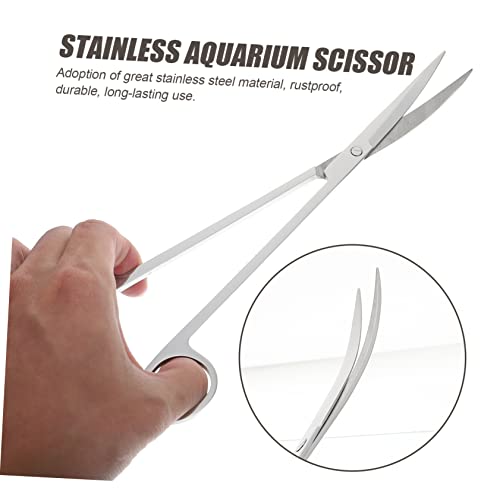COLLBATH 1set Aquarium Scissors Set Stainless Steel Long Tweezer Scraper Tool for Plant Care - size: 32X7X1CM