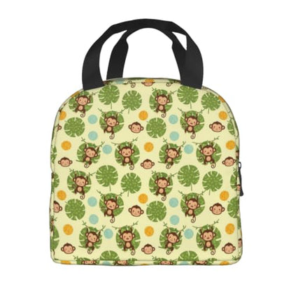 Women Monkey Palm Print Insulated Cooler Tote Bag | Cute Monkey Palm Leaves Yellow, Thick Foam Insulated Tote, Water-Resistant, Perfect for Hiking & Beach - color: Pattern (846)