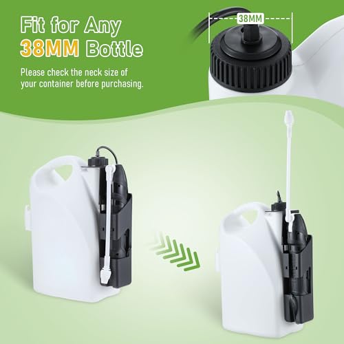 Qualirey Battery Powered Sprayer Wand, 38mm Cap for 1 Gallon Jugs | Electric Spray Nozzle with Hose and Holster, for Weed Killer, Pest Control and Garden Treatments - color: Black