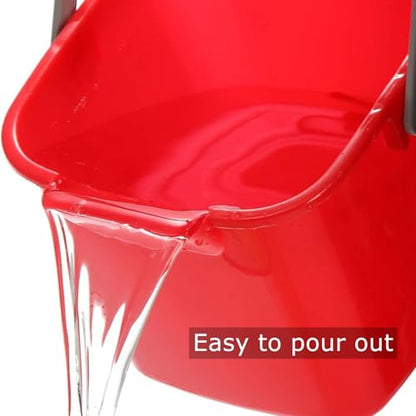 4 Pack Sanitizing Buckets, 3 Quart Square Sanitizing Bucket, Stackable Small Cleaning Pail with Handle, Detergent Buckets for Restaurant Commercial Home Kitchen Office School, Red