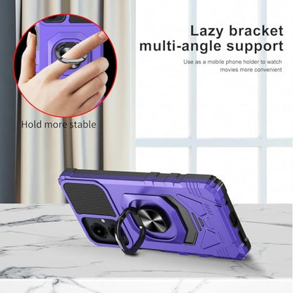 for Cricket Icon U656AC 2026 Robotic Ring Stand Hybrid Cover Phone Case + Tempered Glass + Extreme Band (Purple) - color: Purple