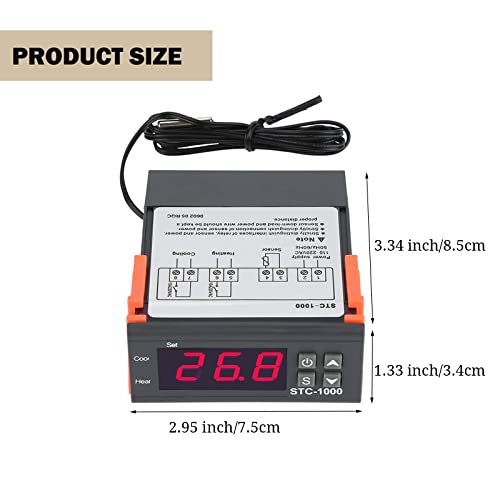 STC-1000 Digital Temperature Controller AC 10A 110V-220V (2 Pack) | Digital LED Temperature Controller Heating Cooling Centigrade Thermostat 2 Relays Output with NTC Sensor Probe