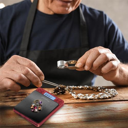 Fuzion Digital Scale .01 Gram Accuracy, 500g Small Kitchen Food Scales | 2 Trays Included for Jewelry, Gold, Herb, Powder, Spice, Coffee, Coin - Weight Gram and Oz - color: Wood Grain