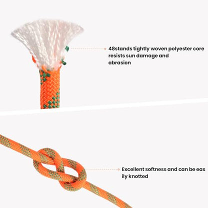 1/2 inch x 200ft Arborist Tree Climbing Rope – 48 Strand Polyester Static Bull Rope, 9000lb Breaking Strength – Heavy Duty Utility Line for Swing Pulling, Outdoor, Marine Use – ASTM F2116 Certified - size: 1/2IN x 200FT, style: Orange
