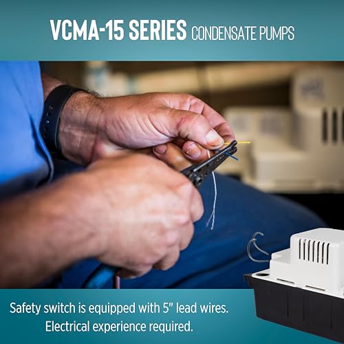 Little Giant VCMA-15ULS 115 Volt, 65 GPH, 1/50 HP Automatic Condensate Removal Pump for HVAC/Refrigeration Systems/Dehumidifiers with Overflow Detection Switch and 6-Foot Cord, White/Black, 554405 - style: Includes Overflow Detection Switch