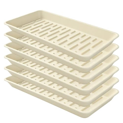 Plant Saucer Tray 6.5 x 13 Inch, Heavy Sturdy Long Narrow Plastic Plant Drainage Tray No Holes, Drip Tray for Pots, Seed Starter Growing Tray, Beige - color: Beige, size: 13" x 6.5" x 1.2" (6pack)