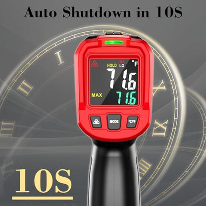 FKM Infrared Thermometer Gun Non Contact Laser Thermometer Gun-58°F~1112°F | (-50°C~600°C)Digital IR Temperature Gun for Kitchen Cooking,Griddle,Pizza Oven,HVAC,Engine,Industrial,Adjustable Emissivity - color: Red