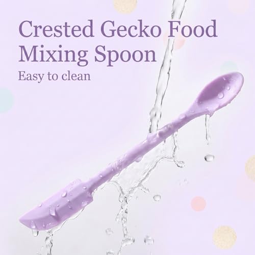 Jeffdad 4 Pcs Reptile Spoon, Reptile Feeding Spoon Crested Gecko Food Spoon | Reptile Powder Fruit Mixing Stirring Food Feeding Spoons Long Handle Feeding Tool fit Gargoyle Bearded Dragon Lizard