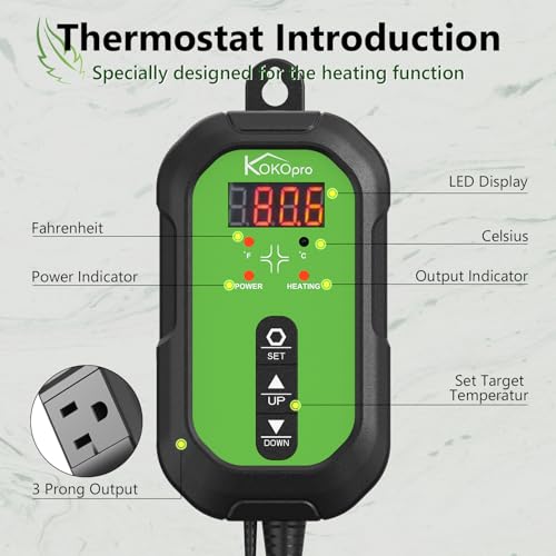 Digital Heat Mat Thermostat Controller for Seed Germination, Reptiles and Brewing Breeding Incubation Greenhouse, 40–108 ºF 1000W for Seedlings, Germination, Incubation and Fermentation - color: Thermostat Controller
