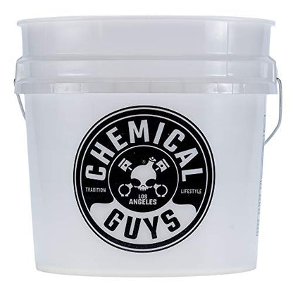 Chemical Guys, Heavy Duty Detailing Bucket with Logo, 4.5 Gallon, Clear | Durable semi-transparent bucket holds soap, mitts and grit guards for safe two-bucket washing - style: Bucket Only