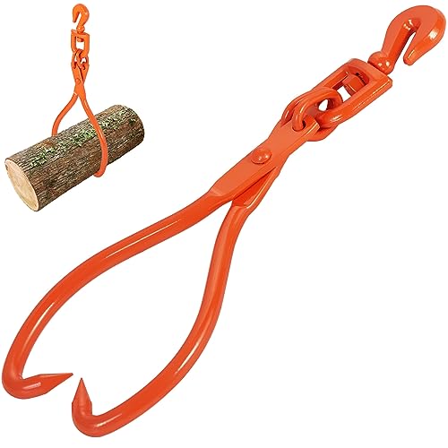VEVOR Log Skidding Tongs, 18 inch 2 Claw Log Lifting Tongs, Heavy Duty Rotating Steel Lumber Skidding Tongs, 772 lbs/350 kg Loading Capacity, Log Lifting, Handling, Dragging & Carrying Tool - style: 18in-Swivel