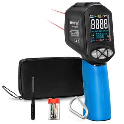 HOLDPEAK Pyrometer D:S=30:1 with Bluetooth, High Temp Infrared Thermometer -58℉~2876℉, Non-Contact Industrial Laser Thermometer Gun with Flashlight, Digital IR Temperature Gauge (NOT for Human)