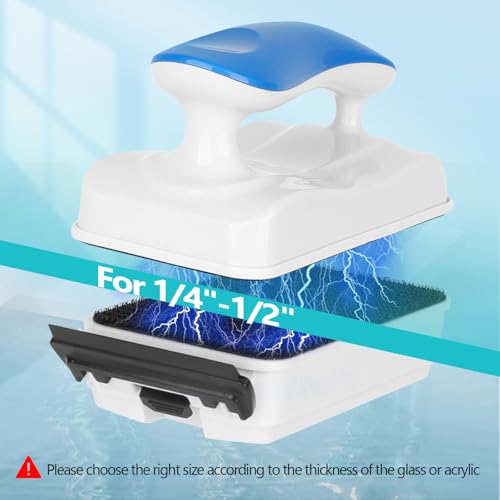 AQQA Aquarium Magnet Glass Cleaner,Dolphin Series-Fish Tank Algae Scraper Brush Cleaner for Glass or Acrylic,2 Detachable Blades Floating Cleaning Tool For1/4-1/2 Thickness - size: M 1/4"-1/2" Thickness