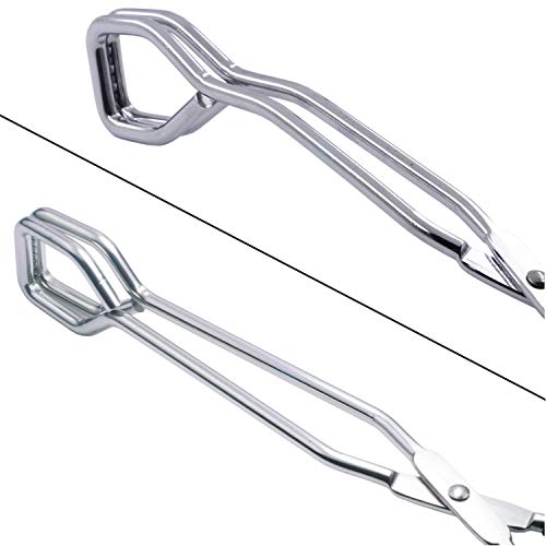 HINMAY Scissor Style Tongs 10-Inch and 11-Inch Set, Set of 2 | Stainless Steel Wire Tongs - size: 10'' + 11''