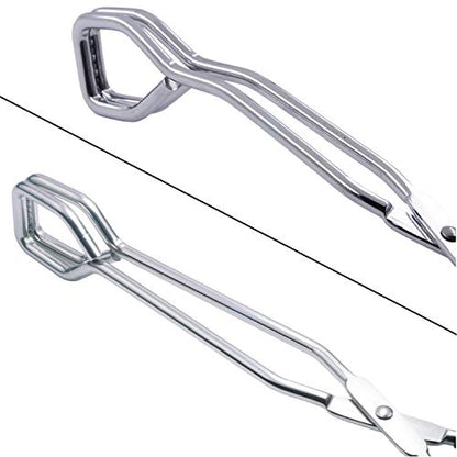 HINMAY Scissor Style Tongs 10-Inch and 11-Inch Set, Set of 2 | Stainless Steel Wire Tongs - size: 10'' + 11''