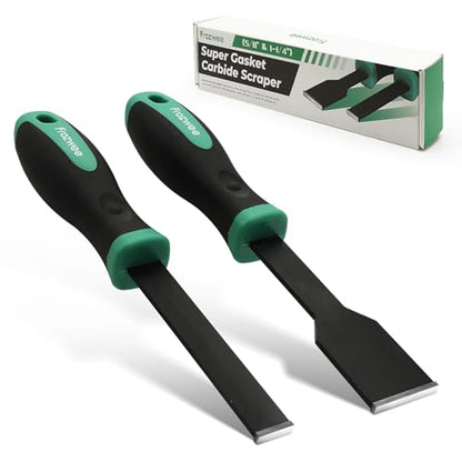 2PCS Carbide Scraper Set(1-1/4" & 5/8"),Super Gasket Scraper,Green | Durable Tungsten Tip,Comfatable Handle,for Remove Gaskets, Carbon and More from Varied Surfaces,for Metal and Automotive - size: 1x5/8" +1x1-1/4"