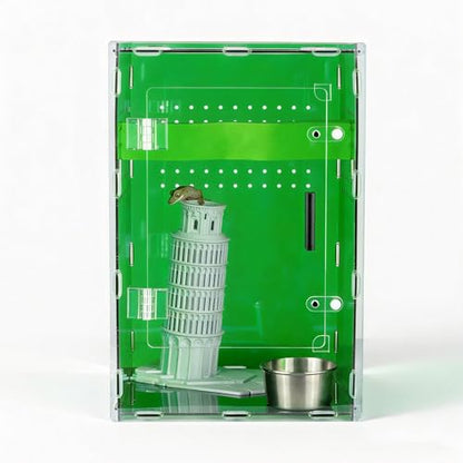 8x8x12 Deep Green Acrylic Terrarium Vertical for Spider Reptile | Vertical deep green acrylic terrarium 8x8x12, waterproof sealed body, secure anti-escape, suits Reptile spider small lizard - color: DeepGreen