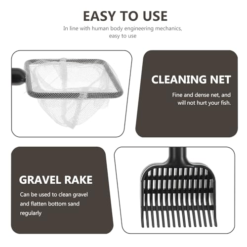 FOMIYES Fish Tank Cleaning Brush Set Aquarium Cleaning Tools with Long Handle Sponge Scrubber Gravel Rake Net and Plant Fork for Aquarium Maintenance