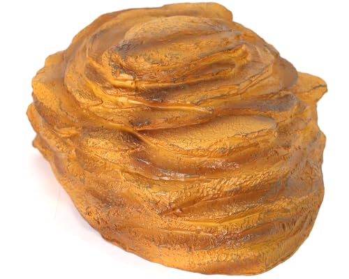 Reptile Rock Hide Cave Hiding Place,Rock Basking Platform,Terrarium & Aquarium Decor,Reptile hideout,Great for Lizards,Snakes,Turtles,Geckos,Frogs,Amphibians,Small Animals - Lagrge Size(Yellow-Orange) - style: StyleA-Yellow(Large Size)