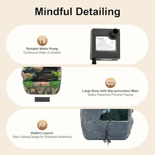 Tabletop Waterfall Fountain Indoor Rockery Stream with LED Lights - Zen Meditation Feature, Automatic Pump & Switch for Home, Office, Bedroom Desk Decoration