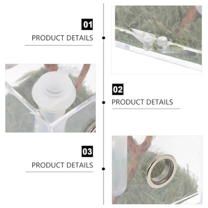ibasenice Jumping Spider Cage with Lamp Transparent Small Spider Habitat Box 2.16X1.96X1.96 Inch Compact Jumping Enclosure for Feeding and Observation - color: Transparent