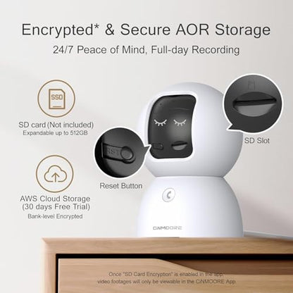 Upgraded 3K Security Camera Indoor, Free Time Lapse, AI Tracking & Face ID, PTZ 5G WiFi Dog/Pet/Baby Monitor Cameras for Home Security, Color Night Vision, Full Duplex 2-Way Talk - style: 3K Cam 1pack