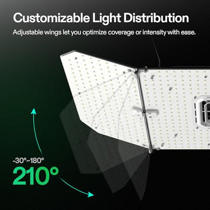 VIVOSUN AeroLight Wing AW200SE 200W LED Grow Light with Fan & Smart Control | App & GrowHub E42A/E25 compatible, covers 2x4/3x3 ft - size: 2x4